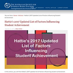 Hattie's 2017 Updated List of Factors Influencing Student Achievement