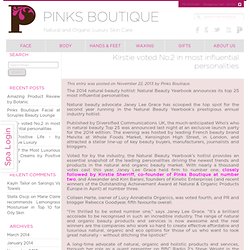 Kirstie voted No.2 in most influential personalities / Pinks Boutique Blog - Natural & Organic Skin Care