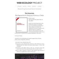 The Influentials : Web Ecology Project