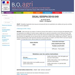 Instruction technique DGAL/SDSPA/2018-549 du 24-07-2018 Modalités d'application des mesures de biosécurité dans les exploitations de volailles ainsi que les contrôles de leur bonne application.