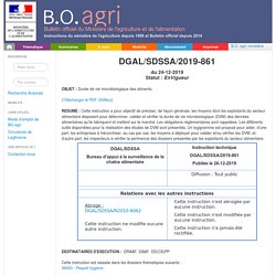 Instruction technique DGAL/SDSSA/2019-861 du 24-12-2019 Durée de vie microbiologique des aliments.