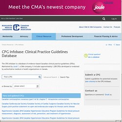 CMA Infobase: Clinical Practice Guidelines Database (CPGs)