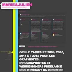 Grille tarifaire 2009, 2010, 2011 et 2012 pour les graphistes, infographistes et webdesigners freelance recherchant un ordre de prix pour un site web, flyer, brochure, catalogue, logo, carte de visite, affiche ou autre prestation graphique - MARIE & JULIE