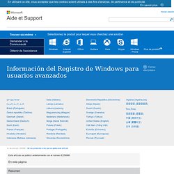 Información del Registro de Windows para usuarios avanzados
