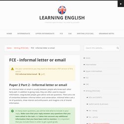 FCE - informal letter or email