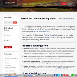 Formal and Informal Writing Styles