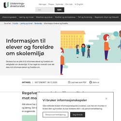 Informasjon til elever og foreldre om skolemiljø