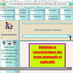 Texte informatif et explicatif - L'examen normalisé