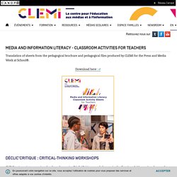 C-ANGLAIS : Media and information literacy - classroom activities for teachers - CLEMI