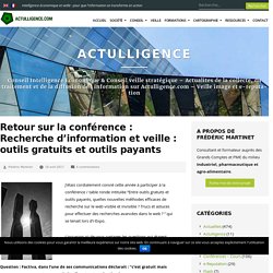 Retour sur la conférence : Recherche d’information et veille : outils gratuits et outils payants – Actulligence