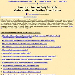 Information on Native Americans: American Indian FAQ for Kids