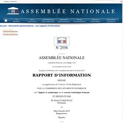 N° 2556 - Rapport d'information de M. Daniel Fasquelle et Mme Pascale Got déposé en application de l'article 145 du règlement, par la commission des affaires économiques sur l'impact du numérique sur le secteur touristique français