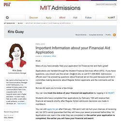 Important Information about your Financial Aid Application