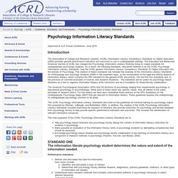 Psychology Information Literacy Standards