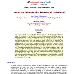 Information behaviour that keeps found things found