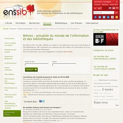 Brèves de l'ENSSIB : Actualité du monde de l'information et des bibliothèques