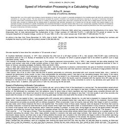 Speed of Information Processing in a Calculating Prodigy, Arthur R. Jensen.