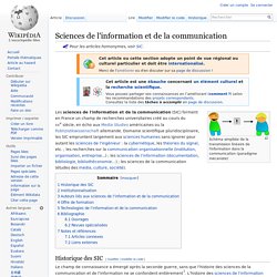 Sciences de l'information et de la communication