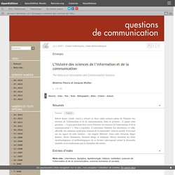 L’histoire des sciences de l’information et de la communication