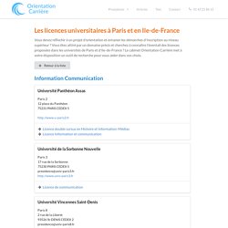 Les licences du domaine Information Communication à Paris et en Ile-de-France