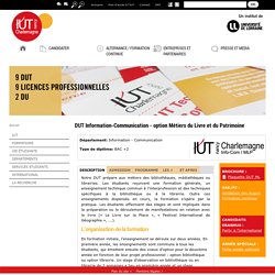 DUT Information-Communication - option Métiers du Livre et du Patrimoine