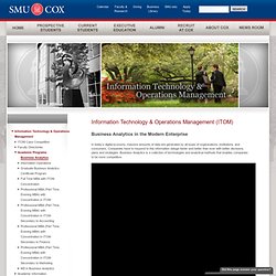 Information Technology & Operations Management Concentration Business Analytics @ SMU Cox