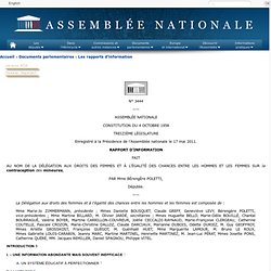  3444 - Rapport d'information de Mme Bérengère Poletti déposé par la délégation de l'Assemblée nationale aux droits des femmes et à l'égalité des chances entre les hommes et les femmes sur la contraception des mineures