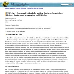 NIKE, Inc. - Company Profile, Information, Business Description, History, Background Information on NIKE, Inc.