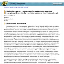 Nobel Industries AB - Company Profile, Information, Business Description, History, Background Information on Nobel Industries AB