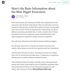 Here’s the Basic Information about the Mini Digger Excavators