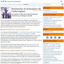 Recherche et évaluation de l'information- Les Enseignants Documentalistes de l’Académie de Poitiers