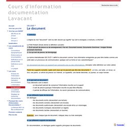 Le document - Cours d'information documentation Lavacant