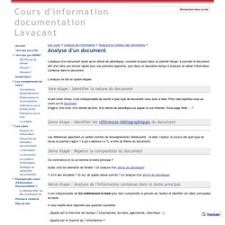 Analyse d'un document - Cours d'information documentation Lavacant