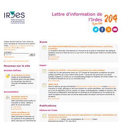 La lettre d'information de l'Irdes (Institut de recherche et documentation en économie de la santé)