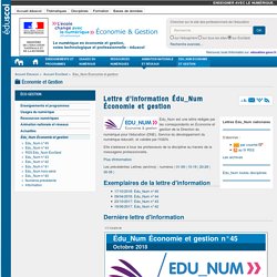 Lettre d'information Édu_Num Économie et gestion — ÉcoGest