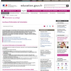 Lieux d'information de l'orientation - Ministère de l'Education nationale