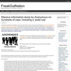 Massive information dump by Anonymous on hundreds of cops, including a ‘pedo cop’