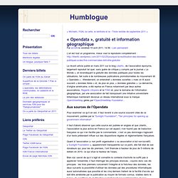 « Opendata », gratuité et information géographique - Humblogue
