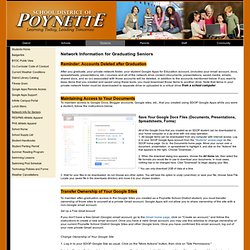 Network Information for Graduating Seniors - School District of Poynette