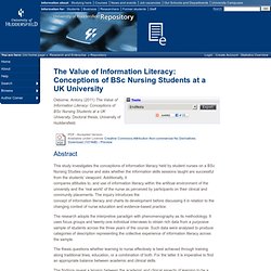 The Value of Information Literacy: Conceptions of BSc Nursing Students at a UK University