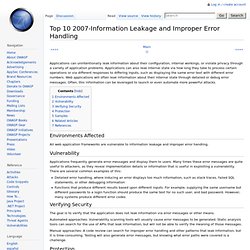 Top 10 2007-Information Leakage and Improper Error Handling