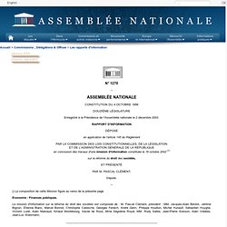 1270 - Rapport d'information en conclusion des travaux d'une mission d'informationsur la réforme du droit des sociétés (M. Pascal Clément)