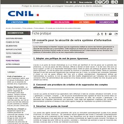 10 conseils pour la sécurité de votre système d’information - CNIL - Commission nationale de l'infor…