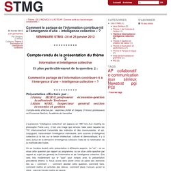 Comment le partage de l’information contribue-t-il à l’émergence d’une « intelligence collective » ? - stmg