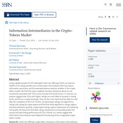 Information Intermediaries in the Crypto-Tokens Market by Thomas Bourveau, Emmanuel T. De George, Atif Ellahie, Daniele Macciocchi