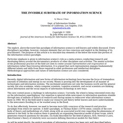 INFORMATION SCIENCE: THE INVISIBLE SUBSTRATE