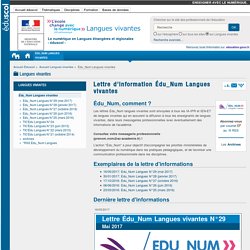 Lettre d'information Édu_Num Langues vivantes — Langues vivantes
