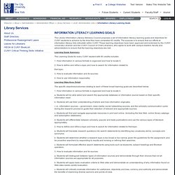 Information Literacy Learning Goals - Library Services