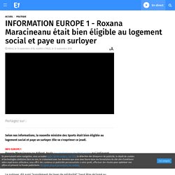 INFORMATION EUROPE 1 - Roxana Maracineanu était bien éligible au logement social et paye un surloyer
