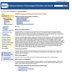 Tay-Sachs Disease Information Page: National Institute of Neurological Disorders and Stroke (NINDS)